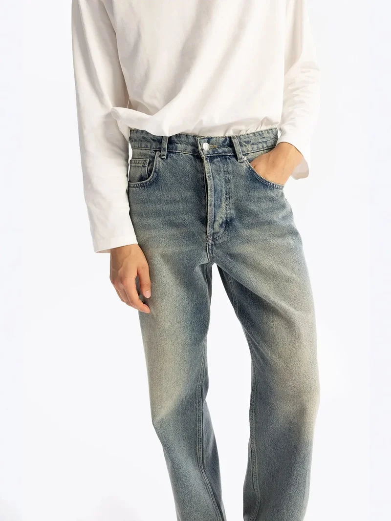 Giesto Ice Blue GIESTO Mid Waist Straight Leg Denim Jeans for Men | Best Price UAE