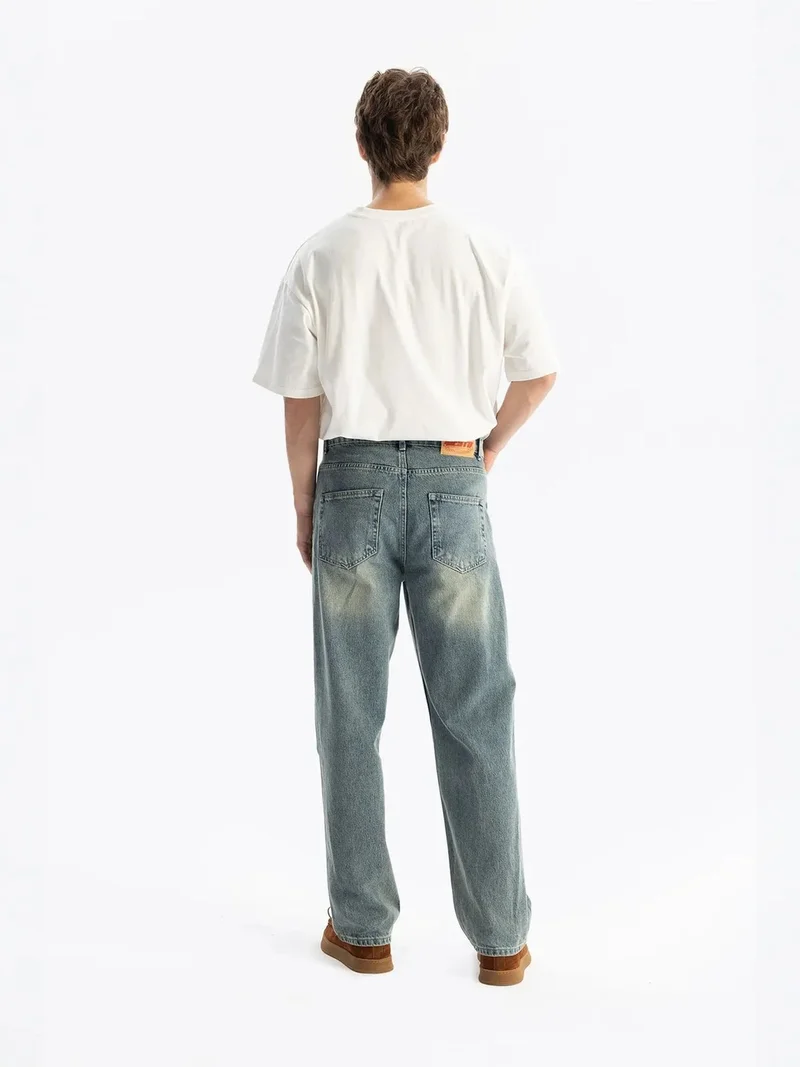 Giesto Ice Blue GIESTO Mid Waist Straight Leg Denim Jeans for Men | Best Price UAE