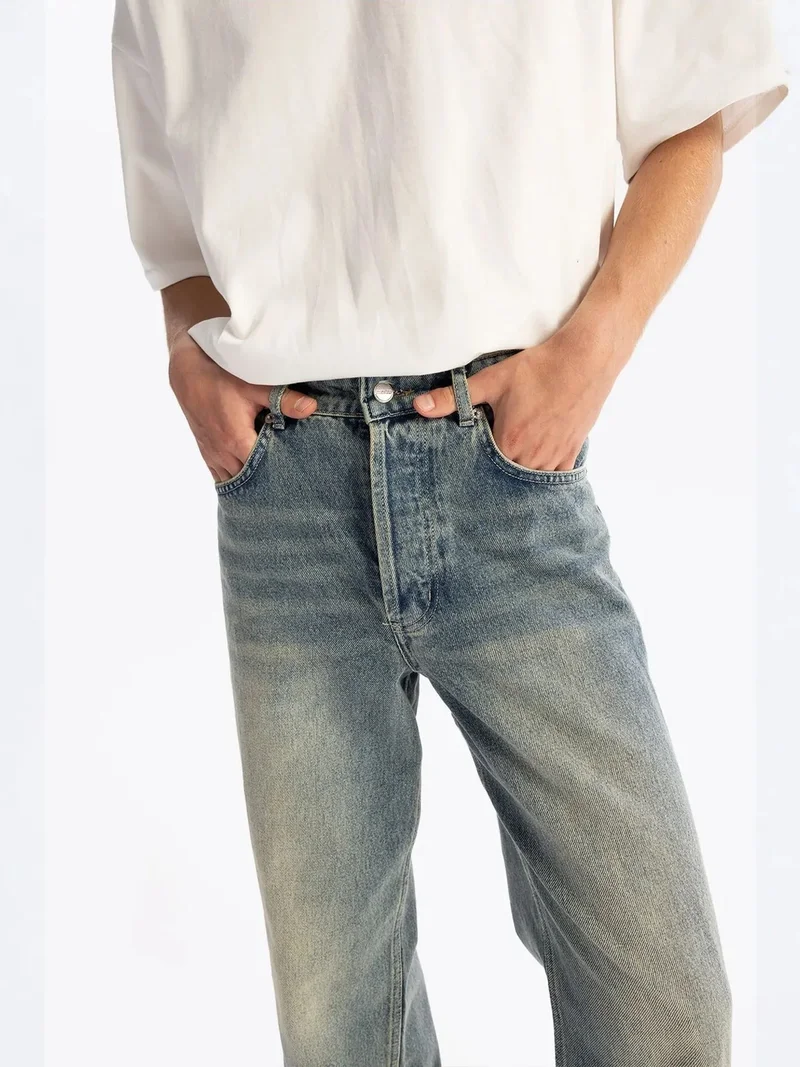 Giesto Ice Blue GIESTO Mid Waist Straight Leg Denim Jeans for Men | Best Price UAE