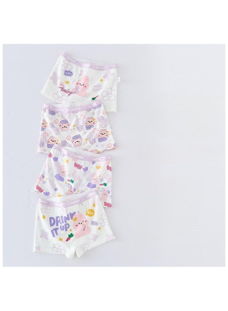 Fashionable Little Girl Cute Style Printed Four Boxer Briefs Suitable For Ages 3-10 - Image 1
