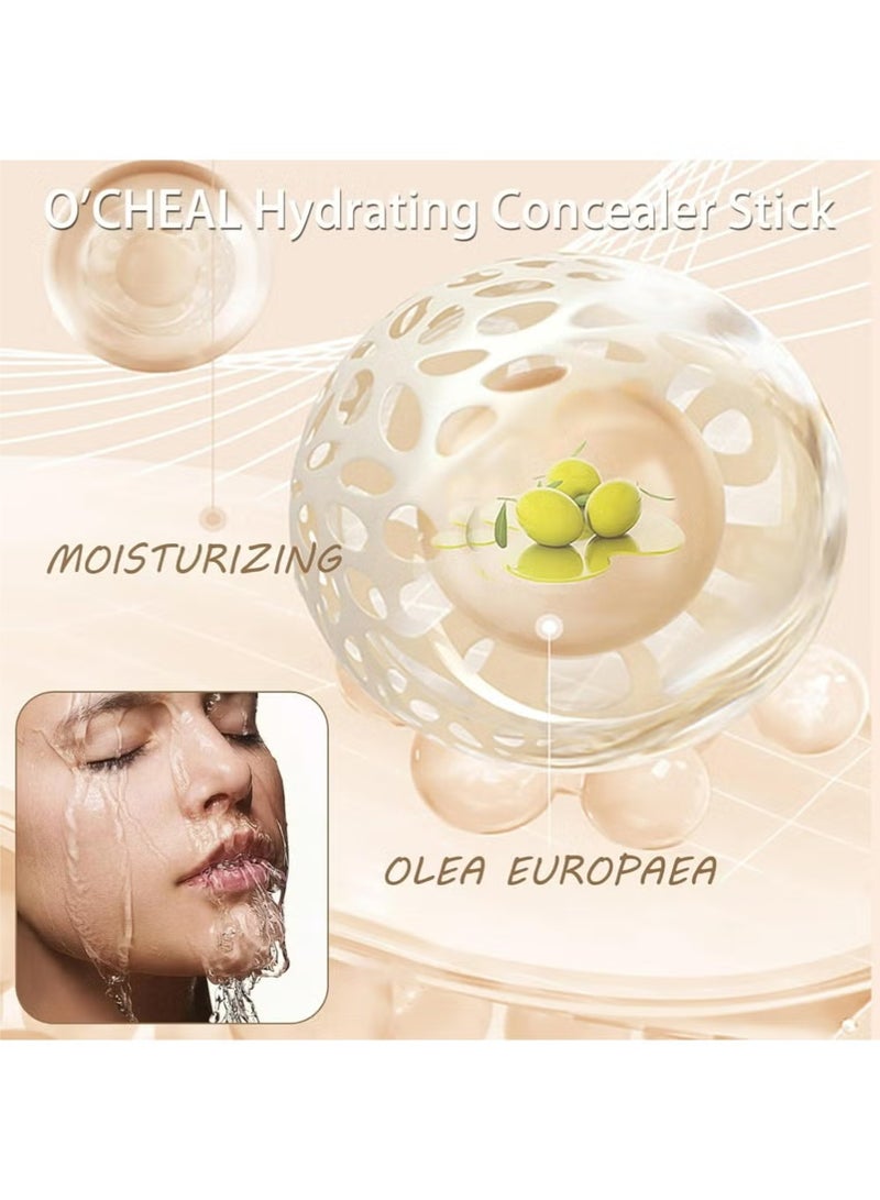 OCHEAL Hydrating Concealer Stick, Full Coverage Face Makeup for All Skin Types, Moisturizing, Long Lasting, Waterproof, Brighten, Lightweight Tinted Contour Stick Foundation for Women (Natural) - Image 2