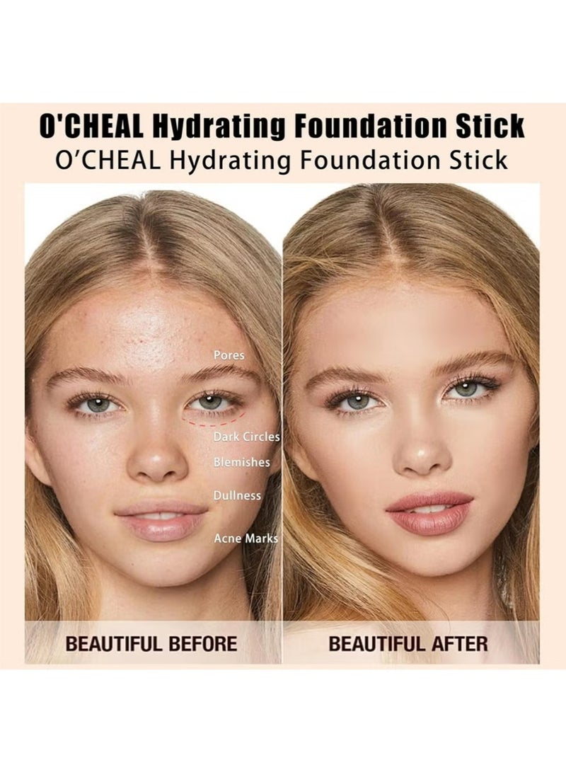 OCHEAL Hydrating Concealer Stick, Full Coverage Face Makeup for All Skin Types, Moisturizing, Long Lasting, Waterproof, Brighten, Lightweight Tinted Contour Stick Foundation for Women (Natural) - Image 3