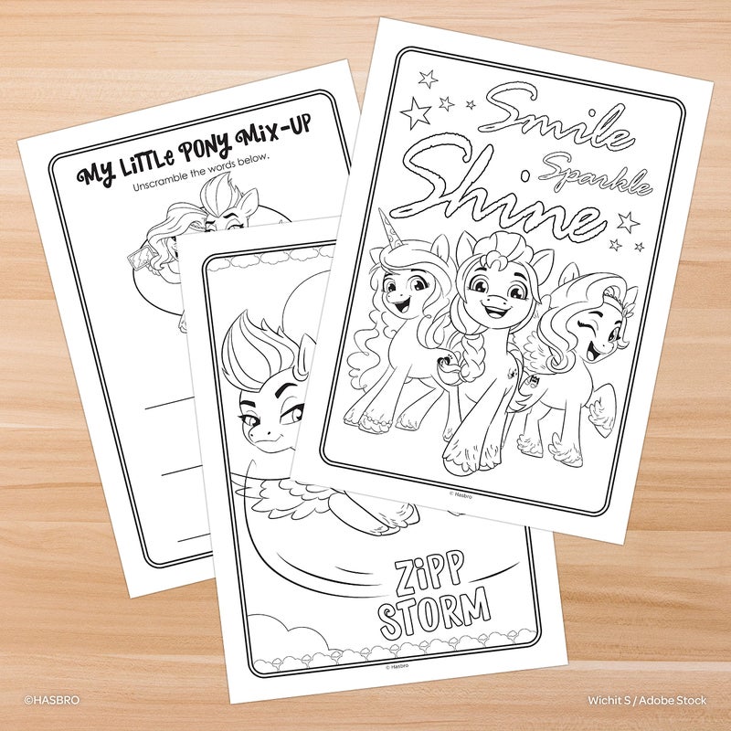 My Little Pony 48 Page Color and Trace Coloring Book with 8 Tracing Sheets and Stickers Bendon 51408 - Image 5