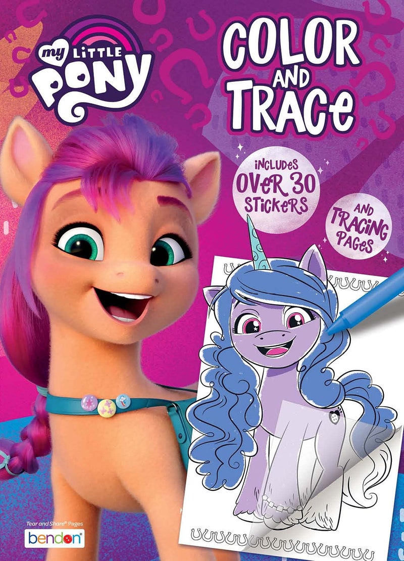 My Little Pony 48 Page Color and Trace Coloring Book with 8 Tracing Sheets and Stickers Bendon 51408 - Image 1