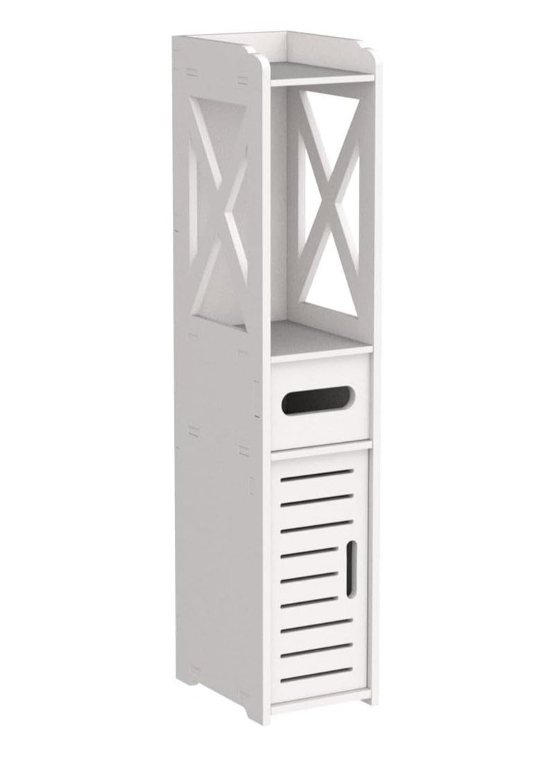 TPGP Bathroom Storage Accessories Floor Standing Waterproof Cabinet Bathroom White Robust Bathroom Furniture Bathroom Toilet Silm Shelf Bathroom Organizer Tall Cupboard-80x21.5x22cm - Image 1