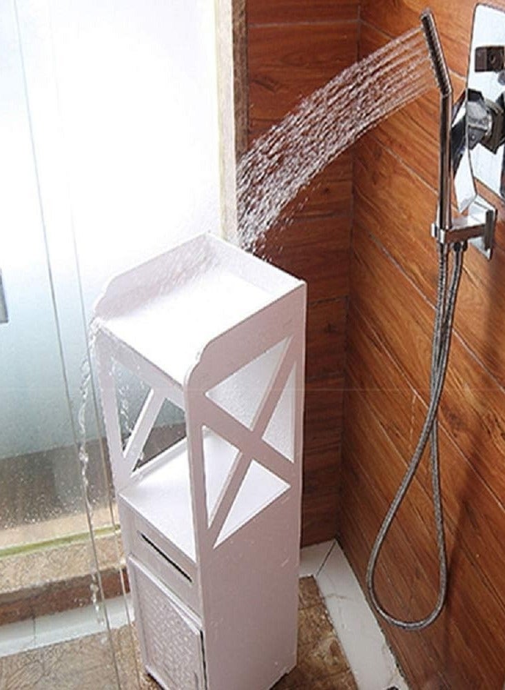 TPGP Bathroom Storage Accessories Floor Standing Waterproof Cabinet Bathroom White Robust Bathroom Furniture Bathroom Toilet Silm Shelf Bathroom Organizer Tall Cupboard-80x21.5x22cm - Image 3
