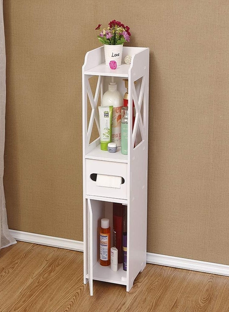 TPGP Bathroom Storage Accessories Floor Standing Waterproof Cabinet Bathroom White Robust Bathroom Furniture Bathroom Toilet Silm Shelf Bathroom Organizer Tall Cupboard-80x21.5x22cm - Image 4