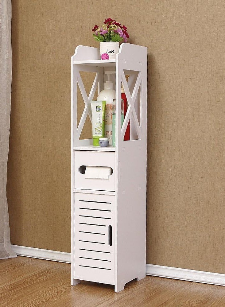 TPGP Bathroom Storage Accessories Floor Standing Waterproof Cabinet Bathroom White Robust Bathroom Furniture Bathroom Toilet Silm Shelf Bathroom Organizer Tall Cupboard-80x21.5x22cm - Image 5