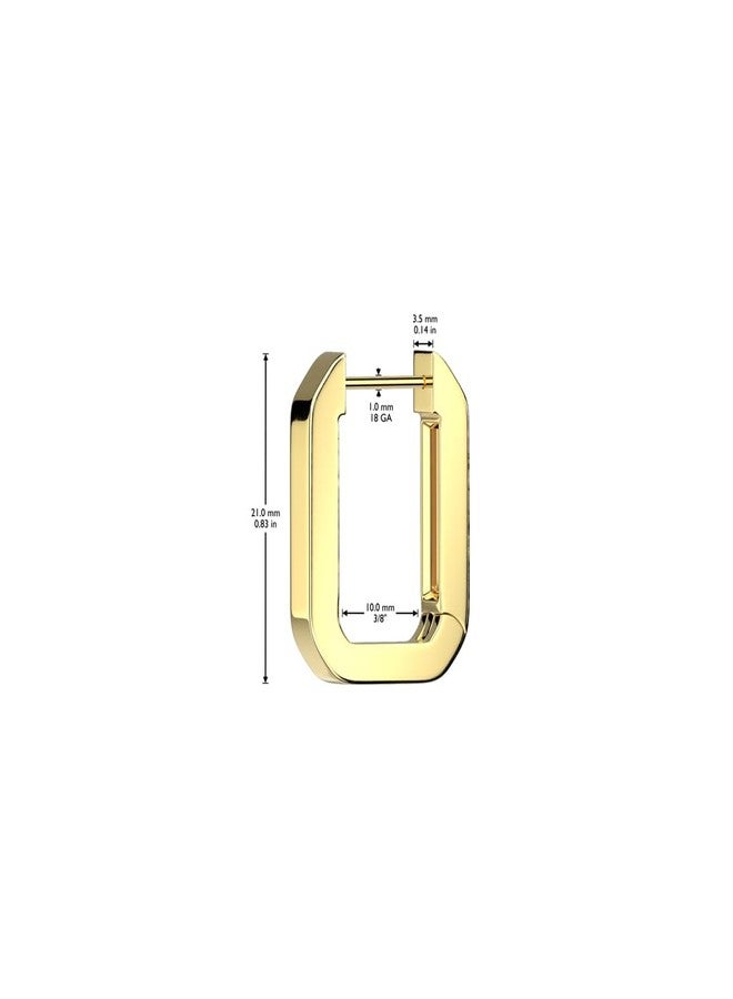 Pierced Owl 18GA 316L Stainless Steel Rectangular Shaped Huggie Hoop Earrings, Sold as a Pair (Gold Tone) - Image 2