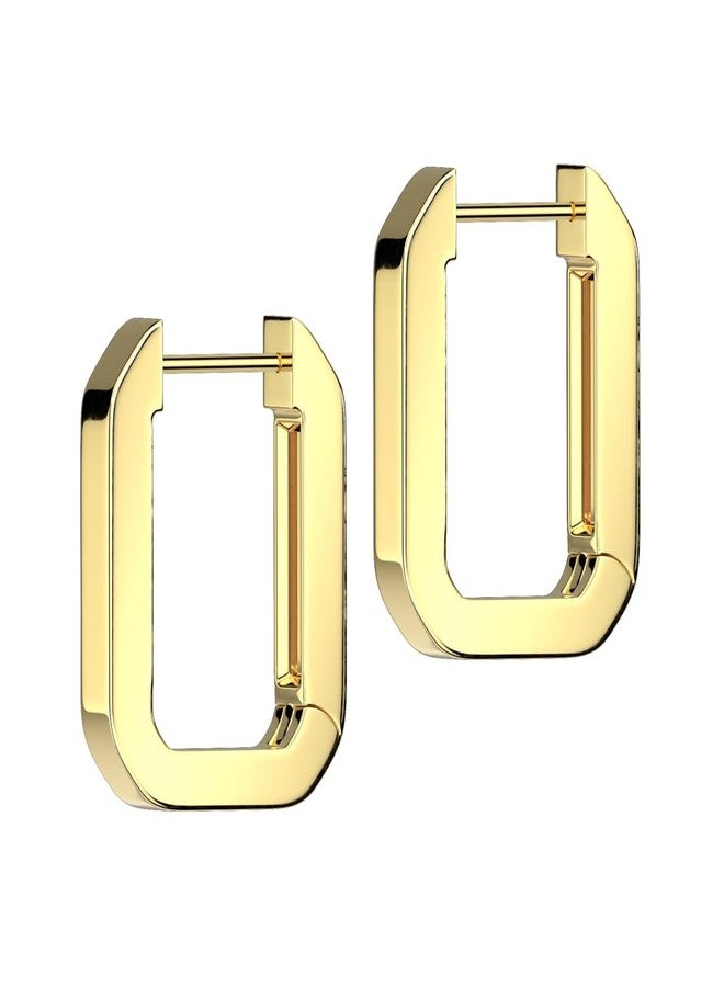 Pierced Owl 18GA 316L Stainless Steel Rectangular Shaped Huggie Hoop Earrings, Sold as a Pair (Gold Tone) - Image 1