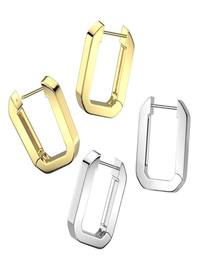 Pierced Owl 18GA 316L Stainless Steel Rectangular Shaped Huggie Hoop Earrings, Sold as a Pair (Gold Tone) - Image 3
