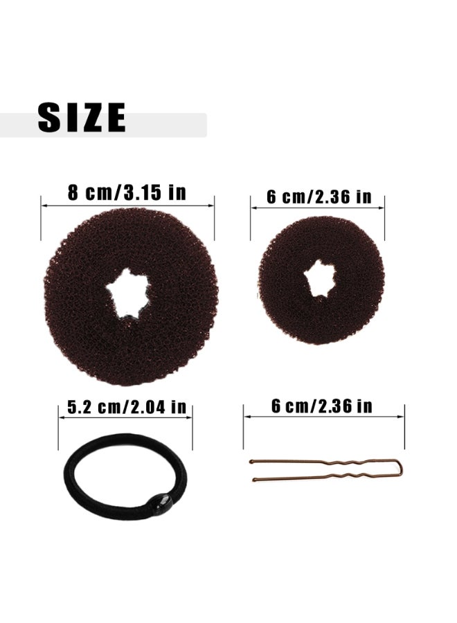 FORESRUM 10 Pcs Hair Bun Maker Donut Bun Maker for Hair5 medium and 5 smallBallet Bun for Women and Kids with Elastic Hair Ties Hair PinsBrown - Image 4