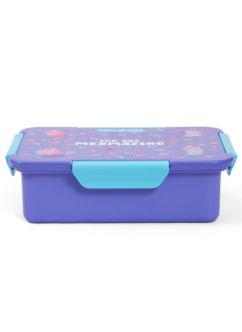 Eazy Kids 1, 2, 3, 4 Compartment Convertible Bento Lunch Box Mermaid - Purple 850Ml  - Image 4