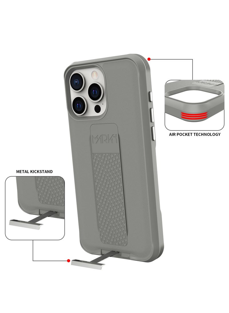 MARVN iPhone 15 Pro Case by MARVN Special Case for iPhone 15 Pro - Gray, Complete Protection, MagSafe, Cooling Technology, Flexible Grip, Metal Kickstand, Air Pocket Technology  - Image 3