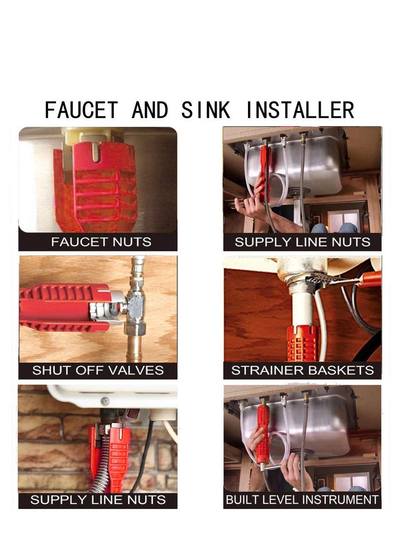 KASTWAVE 16 (8-in-1) Faucet and Sink Installer, Multi-purpose Wrench Plumbing Tool for Toilet Bowl/Sink/Bathroom/Kitchen Plumbing and More (red) - Image 4