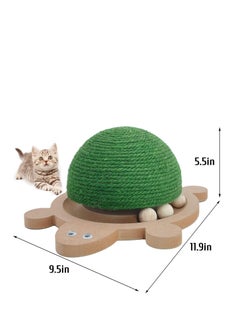 A.M Cats Scratching Ball, Natural Sisal Scratching Toy with Roller Track Toys and Wooden Base Kitten Turtle Shape Scratch Post for Indoor Cats Interactive Training Exercise Scratcher for Small Pets  - Image 2