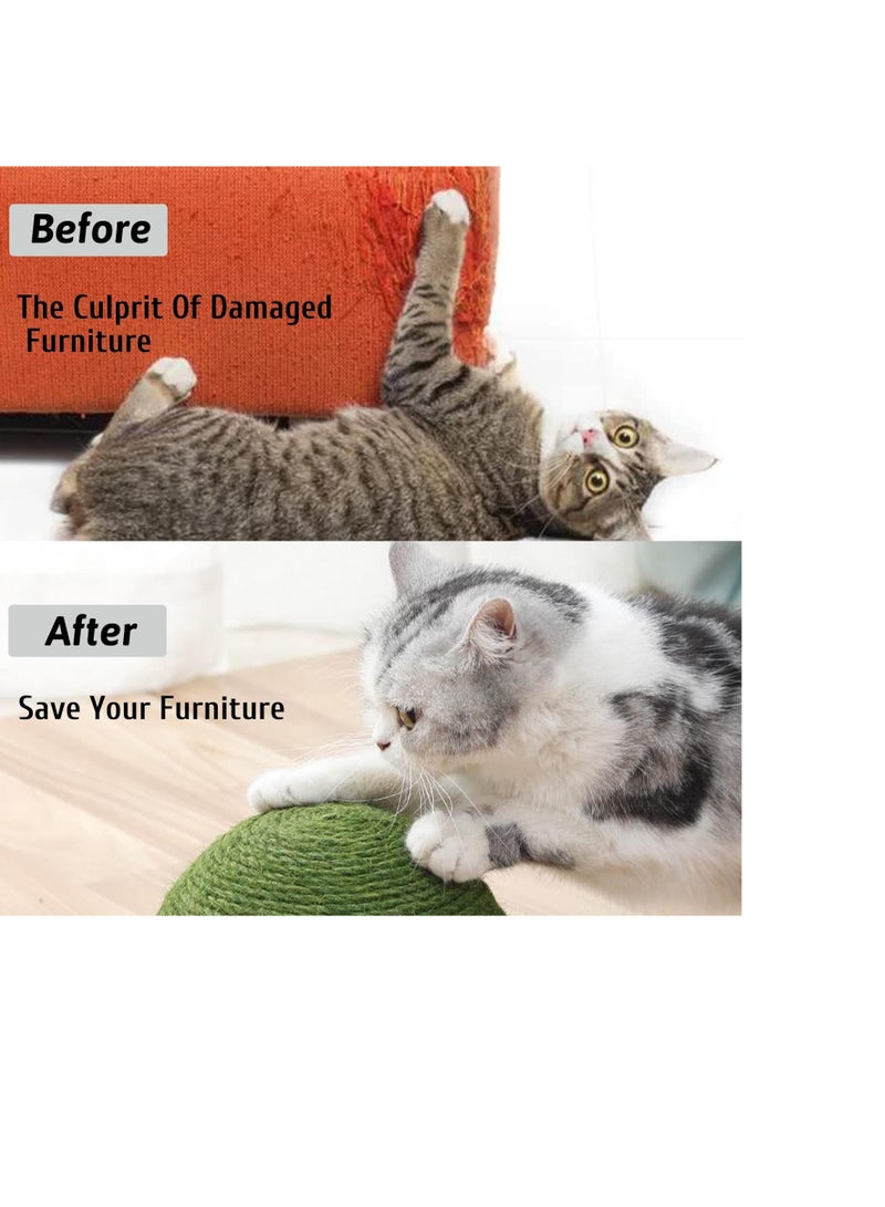 A.M Cats Scratching Ball, Natural Sisal Scratching Toy with Roller Track Toys and Wooden Base Kitten Turtle Shape Scratch Post for Indoor Cats Interactive Training Exercise Scratcher for Small Pets - Image 5