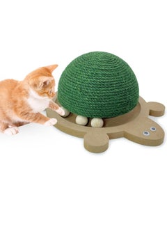 A.M Cats Scratching Ball, Natural Sisal Scratching Toy with Roller Track Toys and Wooden Base Kitten Turtle Shape Scratch Post for Indoor Cats Interactive Training Exercise Scratcher for Small Pets  - Image 1