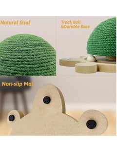 A.M Cats Scratching Ball, Natural Sisal Scratching Toy with Roller Track Toys and Wooden Base Kitten Turtle Shape Scratch Post for Indoor Cats Interactive Training Exercise Scratcher for Small Pets  - Image 3