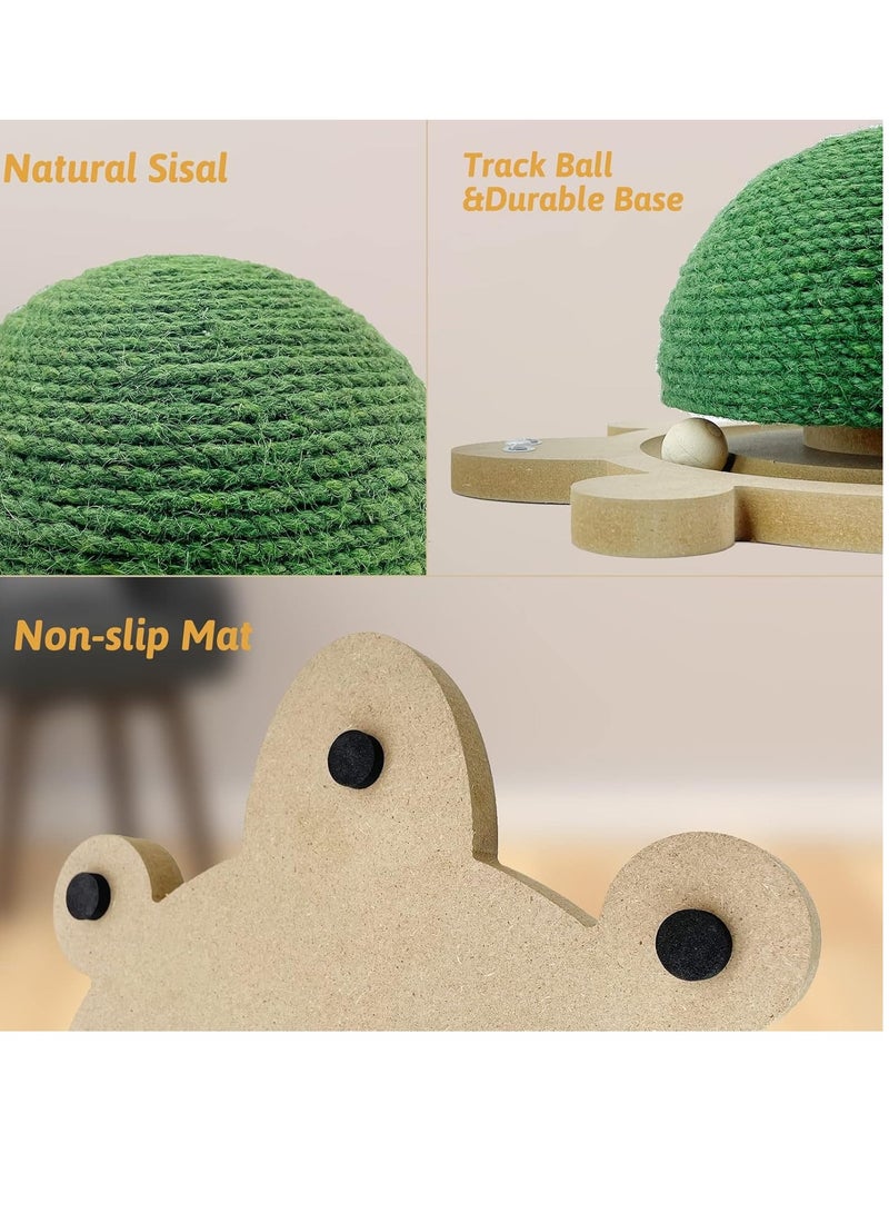 A.M Cats Scratching Ball, Natural Sisal Scratching Toy with Roller Track Toys and Wooden Base Kitten Turtle Shape Scratch Post for Indoor Cats Interactive Training Exercise Scratcher for Small Pets - Image 3