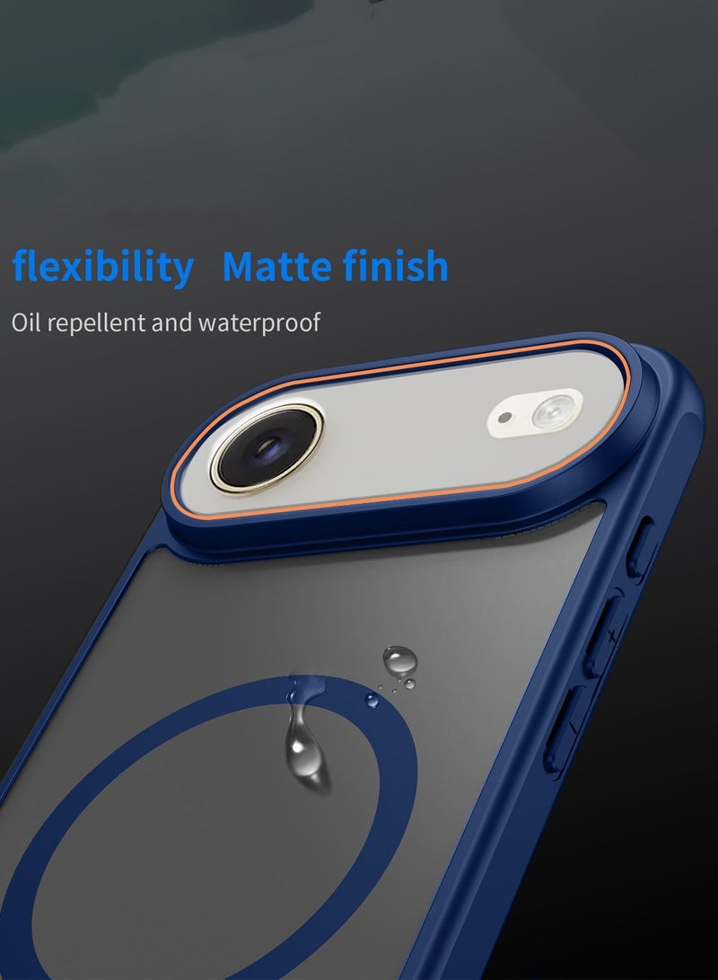 دبليو تيك غطاء خلفي شفاف مطفي هجين لجهاز آبل آيفون Air 5G 2025، مضاد للصدمات، صلب من مادة PC، مع جذب مغناطيسي قوي (MCMPMN) - أزرق بحري - Image 3