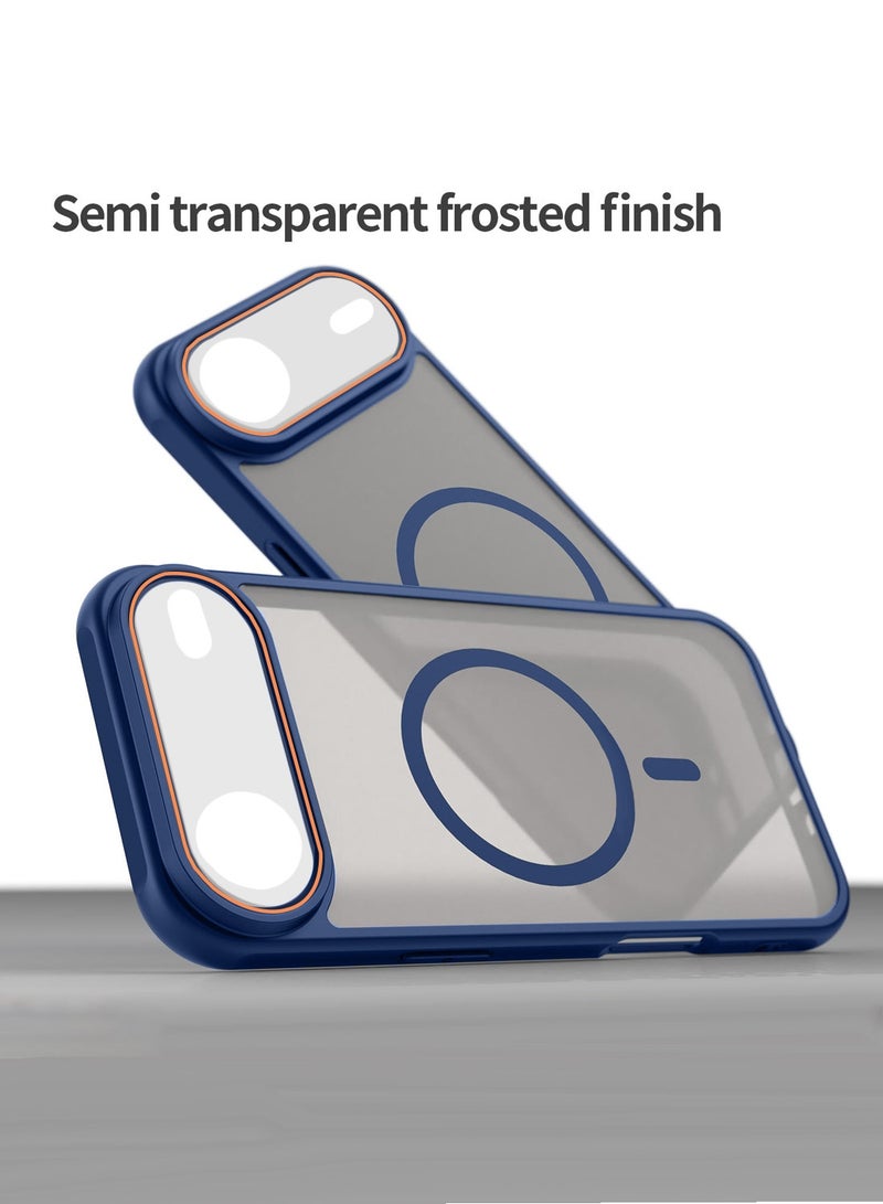 دبليو تيك غطاء خلفي شفاف مطفي هجين لجهاز آبل آيفون Air 5G 2025، مضاد للصدمات، صلب من مادة PC، مع جذب مغناطيسي قوي (MCMPMN) - أزرق بحري - Image 4