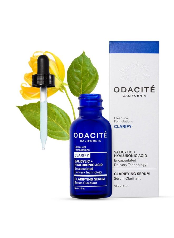 Odacite Clarifying Salicylic & Hyaluronic Acid Facial Serum For Acne Acneprone Face Serum Reduces Blemishes & Clogged Pores Vitamin E & Ylang Ylang Floral Water 1 Fl Oz - Image 2