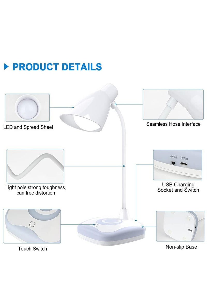 NIBEMINENT LED Desk Lamp, USB Rechargeable Table Lamp with 3 Levels Brightness Touch Sensor Control, Mood Light on Base Energy-Saving Portable Reading for Study Bedroom Office Working, Home  - Image 2