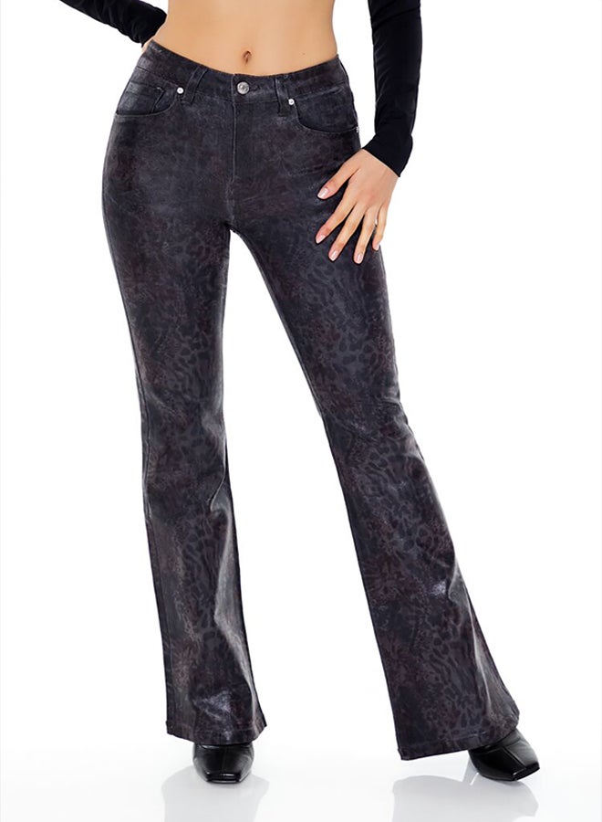 FOREVER 21 Leopard Print Mid-Rise Flare Pants - Image 4