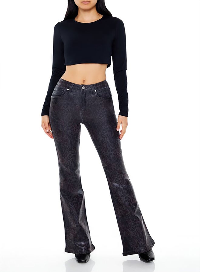 FOREVER 21 Leopard Print Mid-Rise Flare Pants - Image 3
