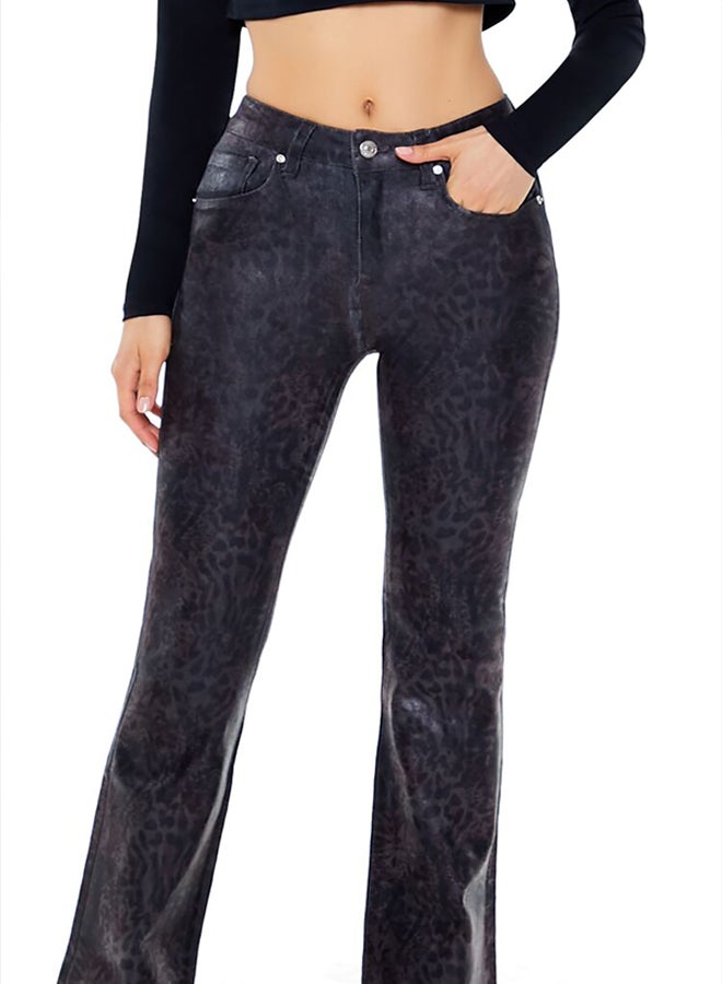 FOREVER 21 Leopard Print Mid-Rise Flare Pants - Image 2