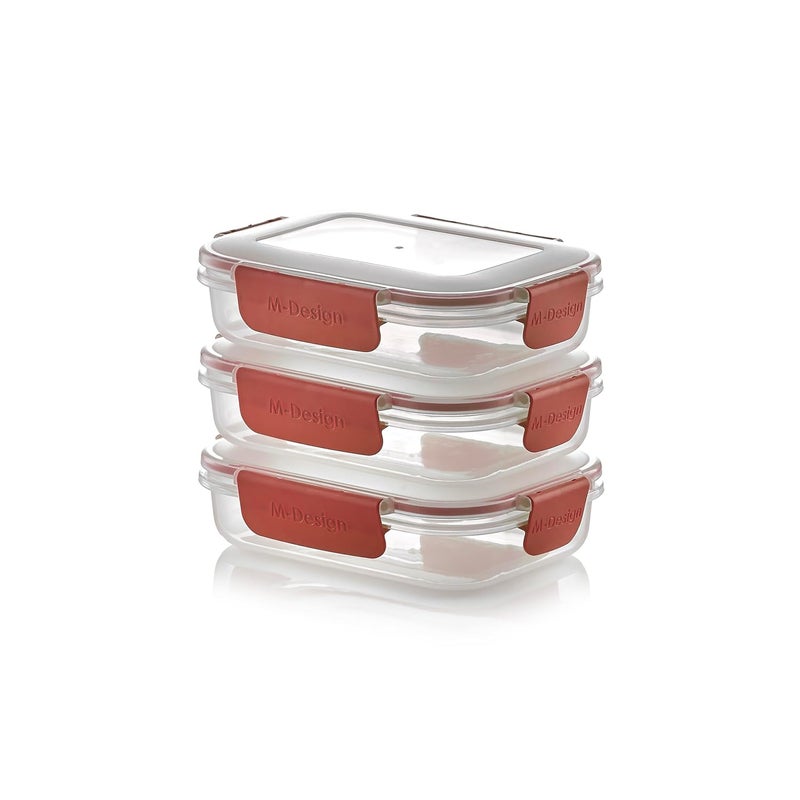 M-Design — Fresco™ Food Containers 0.6L — Pack of 3 — Red
