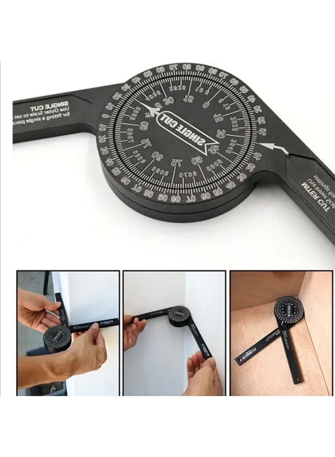 2025 Upgraded Red And Black Aluminum Alloy 360 Horizontal Protractor Woodworking Angle Cutting Locator - Image 5