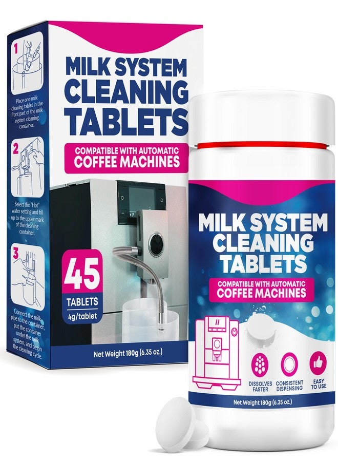 Durabasics [45 Count, 180g Bottle] Milk System Cleaning Tablets for Automatic Coffee Machines - Compatible with Jura Automatic Coffee Machines - Includes Cleaning, Descaling Tablets, and Milk System Cleaner - Image 1
