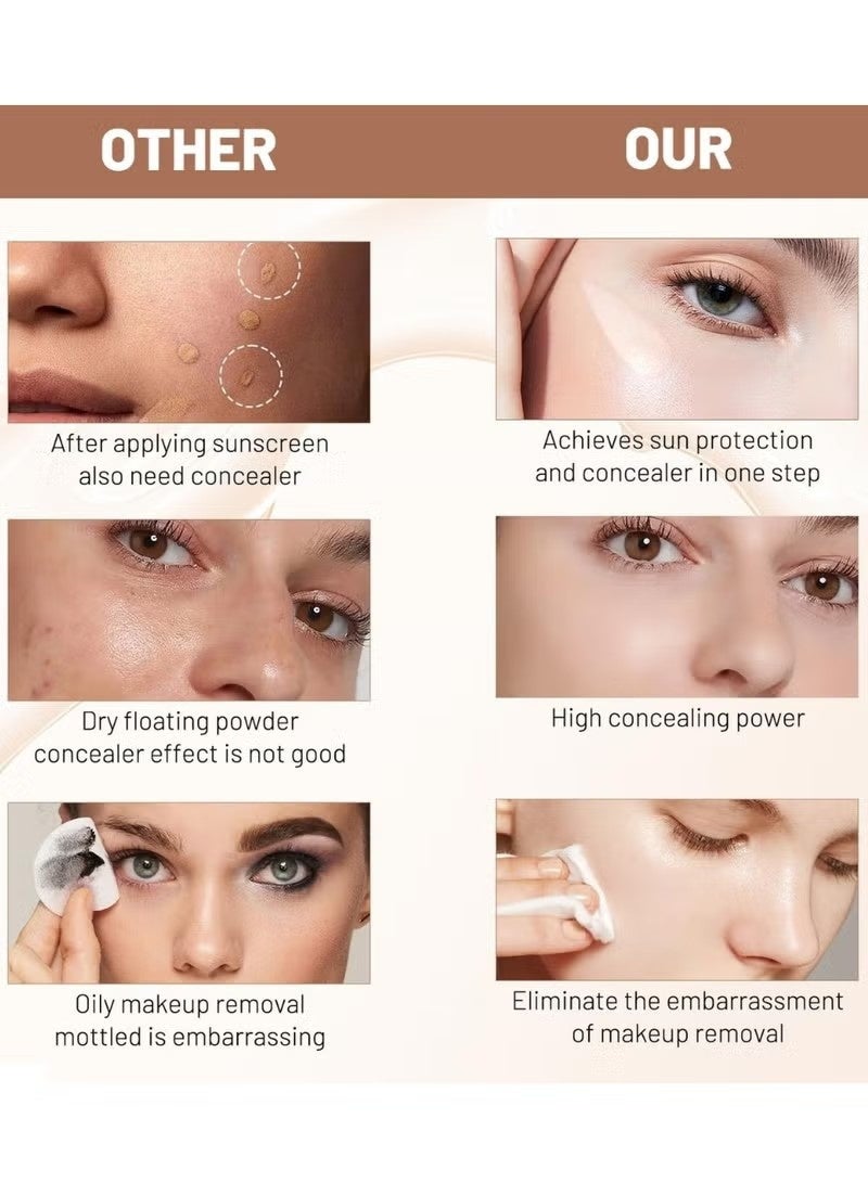 BARUBT Foundation Medium Spectrum 40g 4 in 1 Anti Aging Concealer Sun Protection Moisturizing Foundation Liquid with SPF 50 Hydrating Color Changing Cream Sweatproof Waterproof Makeup Sunscreen Serum Foundation - Image 5