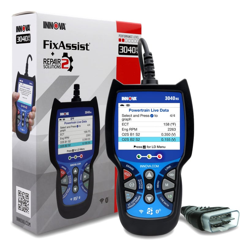 ماسح ضوئي OBD2 INNOVA 3040RS مع تدفق بيانات مباشر واختبار بطارية وإعادة ضبط لمبة فحص المحرك لمبة الفرامل لمبة الزيت قطع إصلاح موصى بها من ميكانيكي تقدير تكلفة الإصلاح تحديثات مجانية