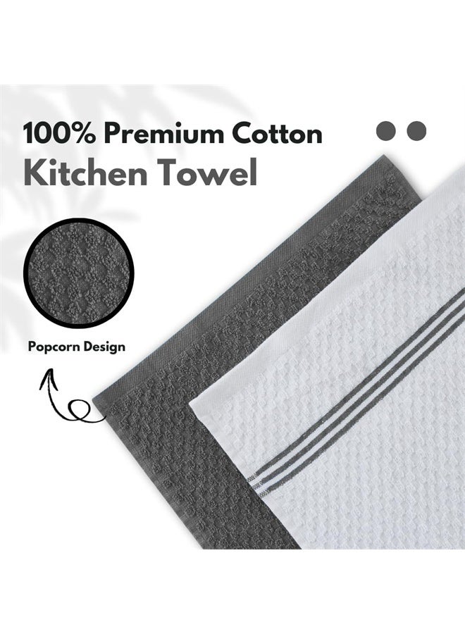 HOMESTAR Pack of 6 Premium Kitchen Towels, Absorbent Dish Towels, Tea Towel, Terry Kitchen Dishcloth Towels, Grey and White - Image 5