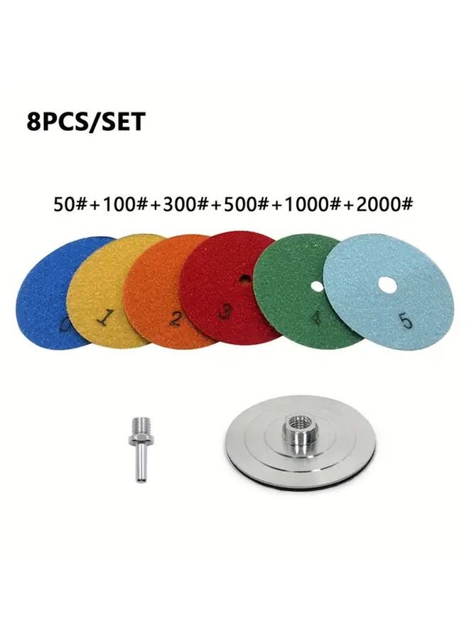 8pcs 4 Inch Dry Polishing Pads Kit For Angle Grinder Stone Granite Marble - Image 1