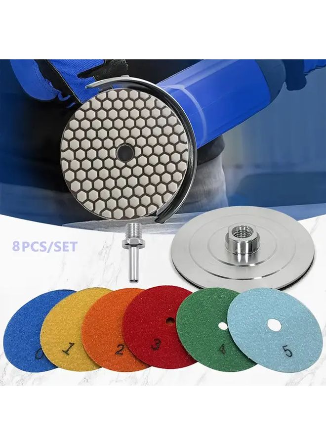 8pcs 4 Inch Dry Polishing Pads Kit For Angle Grinder Stone Granite Marble - Image 2