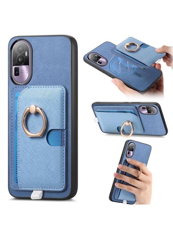 S-TOP Case For OPPO Reno10 Pro+ 5G Retro Cross Leather Ring Side Insert Card Bag MagSafe Phone Case - Image 1