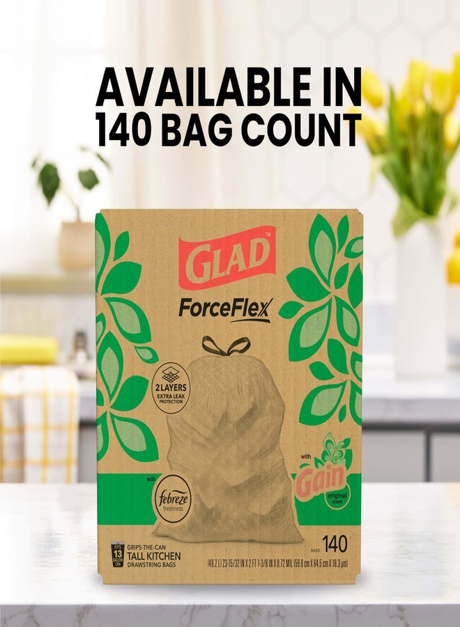 Glad ForceFlex Tall Kitchen Trash Bags, 13 Gallon, Gain Original, 140 Count (Package May Vary) - Image 5