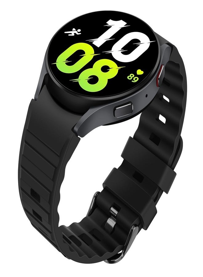 Tasikar No Gap Bands Compatible with Samsung Galaxy Watch 7/6/5/4 Band 40mm 44mm/Watch 6 Classic Band 43mm 47mm/Watch 5 Pro/4 Classic, Soft Silicone Sport Strap for Women Men, Black - Image 2