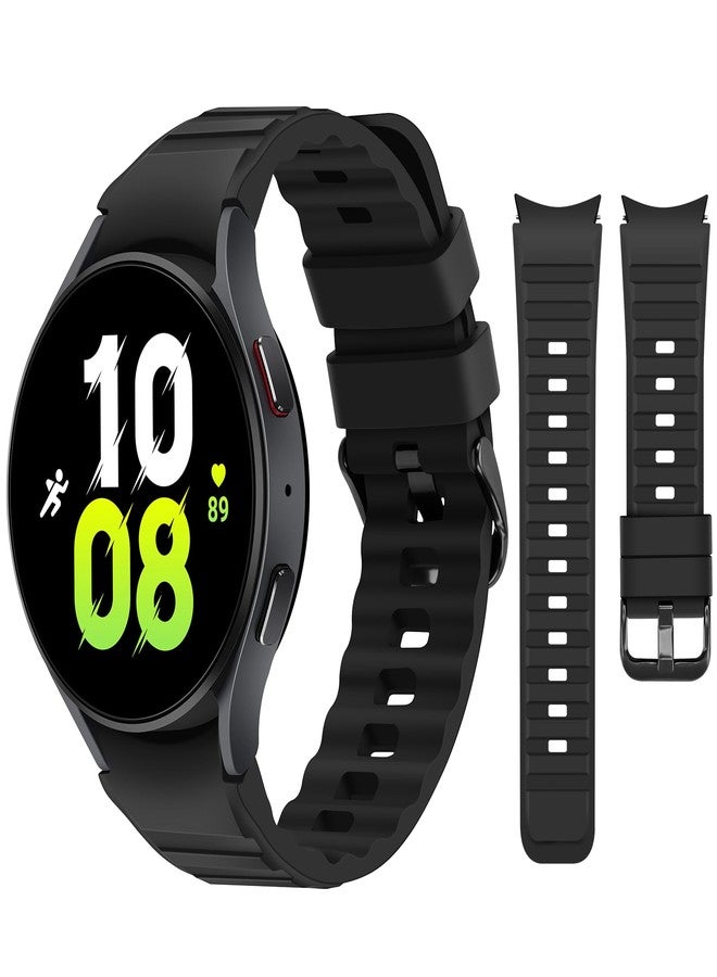 Tasikar No Gap Bands Compatible with Samsung Galaxy Watch 7/6/5/4 Band 40mm 44mm/Watch 6 Classic Band 43mm 47mm/Watch 5 Pro/4 Classic, Soft Silicone Sport Strap for Women Men, Black - Image 1