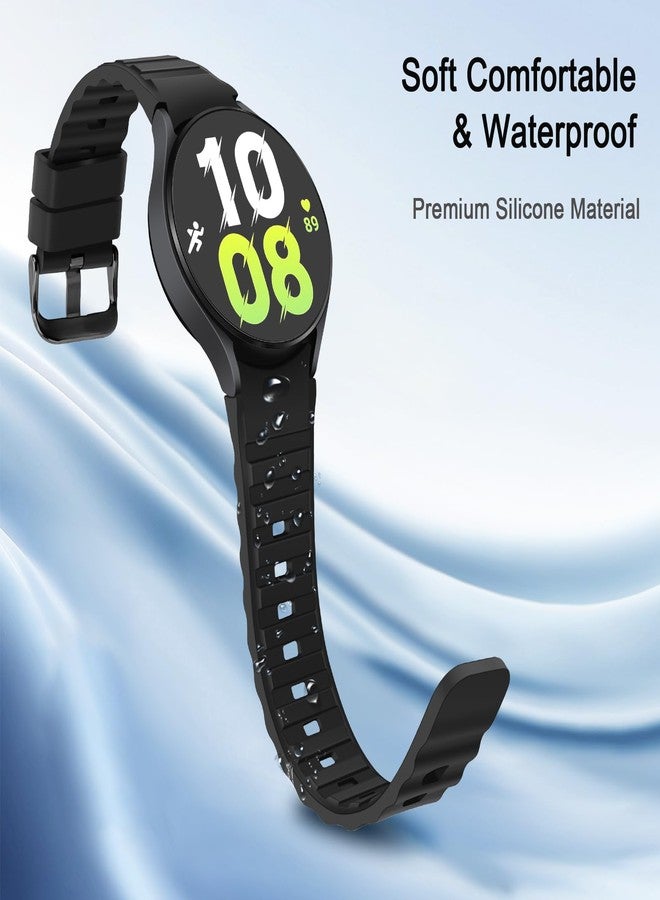 Tasikar No Gap Bands Compatible with Samsung Galaxy Watch 7/6/5/4 Band 40mm 44mm/Watch 6 Classic Band 43mm 47mm/Watch 5 Pro/4 Classic, Soft Silicone Sport Strap for Women Men, Black - Image 4