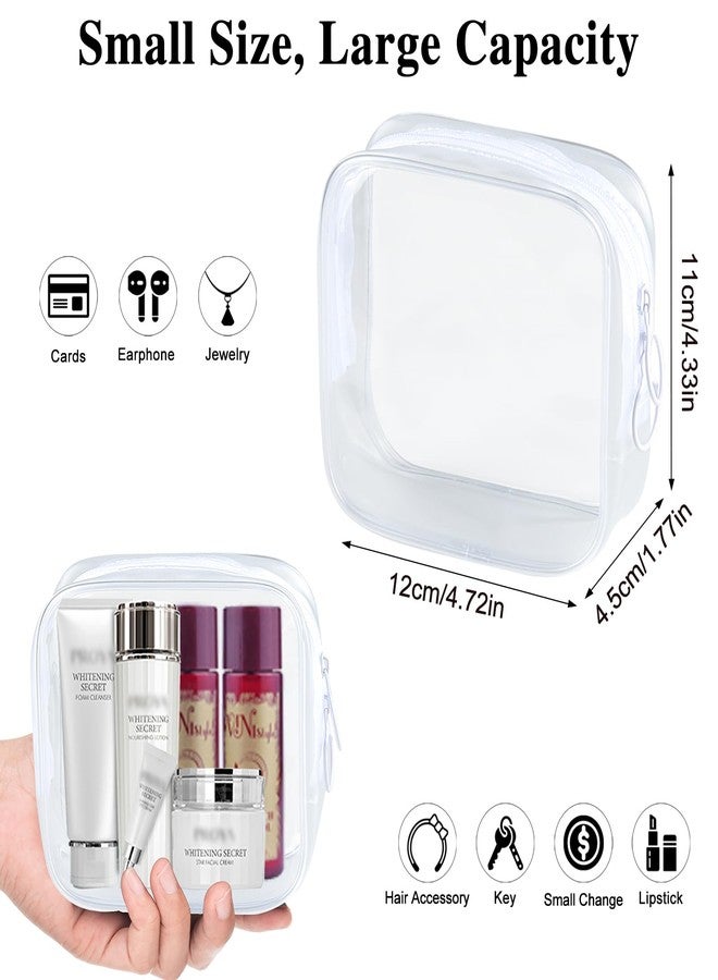 PLULON TSA Approved Toiletry Bag, 2 Pack Small Makeup Bag for Purse Clear Mini Cosmetic Zipper Pouch Waterproof Travel Bag for Women Men Purse Essentials - Black, White - Image 2