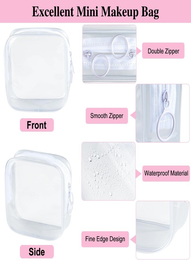 PLULON TSA Approved Toiletry Bag, 2 Pack Small Makeup Bag for Purse Clear Mini Cosmetic Zipper Pouch Waterproof Travel Bag for Women Men Purse Essentials - Black, White - Image 3