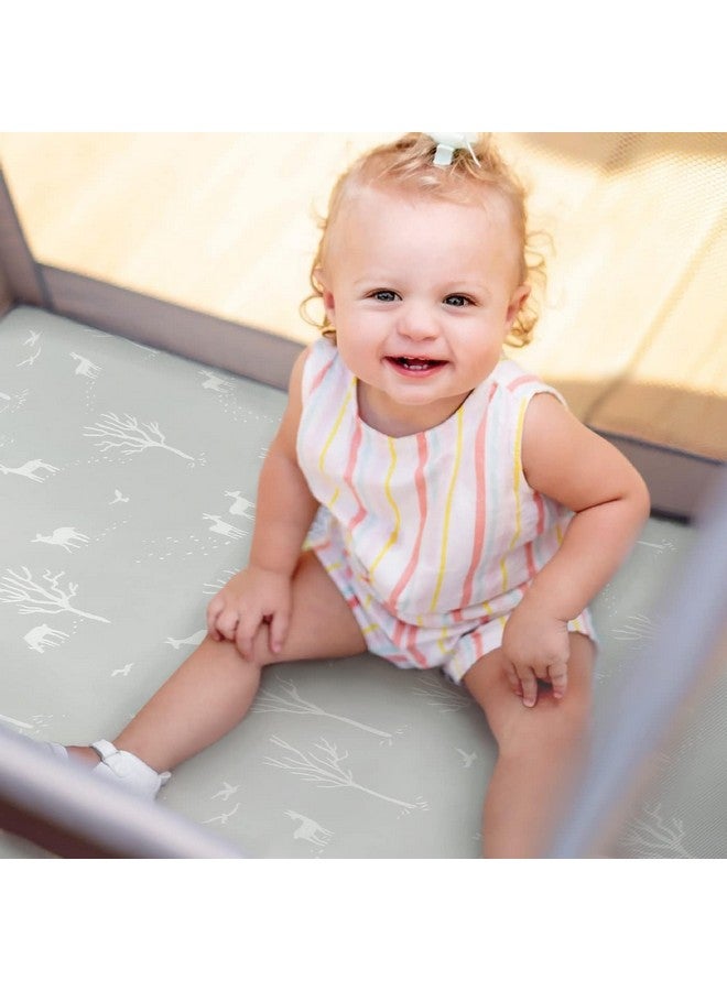 GRSSDER طقم شراشف قماش جيرسي ناعم للغاية وقابل للتمدد لحقيبة اللعب 3 قطع، شراشف سرير محمولة/صغيرة للفتيات والفتيان، تناسب عالمي لحقيبة اللعب بأمان وراحة، نمط حيوانات السافانا الأفريقية الأنيق - Image 5