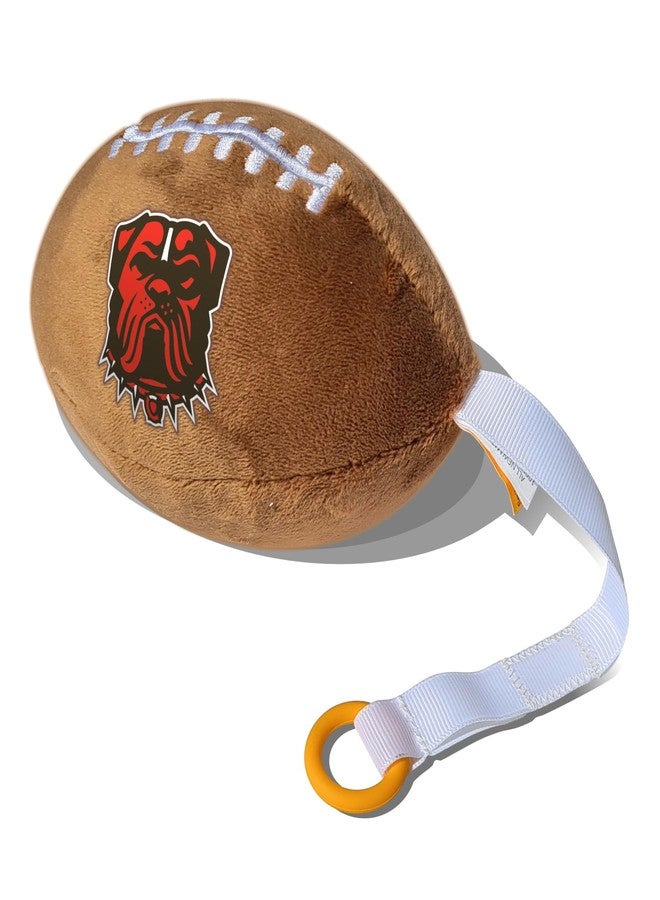 Smilo Cleveland Browns Plush Football Pacifier Holder by Smilo - Officially Licensed NFL Soother Holder - Soft Plush Toy and Dummy Holder - Fits Any Pacifier - Stroller Accessory & Newborn Essential - Image 1