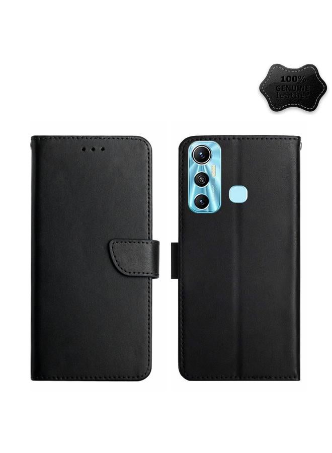 Green Tiger Case For Infinix Hot 11 Genuine Leather Fingerprint-proof Horizontal Flip Phone Case - Image 1