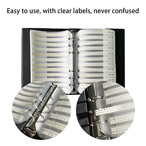 Easyscen 0402 SMD Resistor Kit (0 ohm-10M ohm) 1% Resistor Assortment Box Pack Book Assorted Folder 170 Values 8500pcs Resistance Sample Book Kit - Image 4